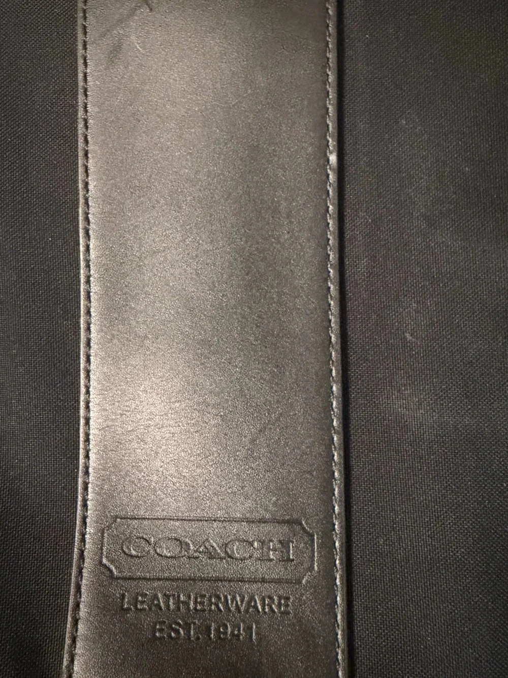 Coach Black Leather Strap with Embossed Logo